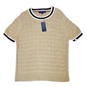 Tommy Hilfiger Tan Cable Knit Sweater Crewneck